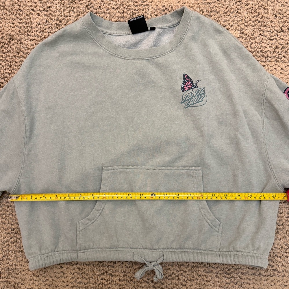 Green Santa Cruz Skateboards Mushroom Graphic Women's Cropped Sweater - Picture 10 of 13